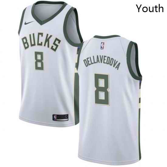 Youth Nike Milwaukee Bucks 8 Matthew Dellavedova Swingman White Home NBA Jersey Association Edition